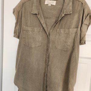 Olive Short Sleeve Button Shirt